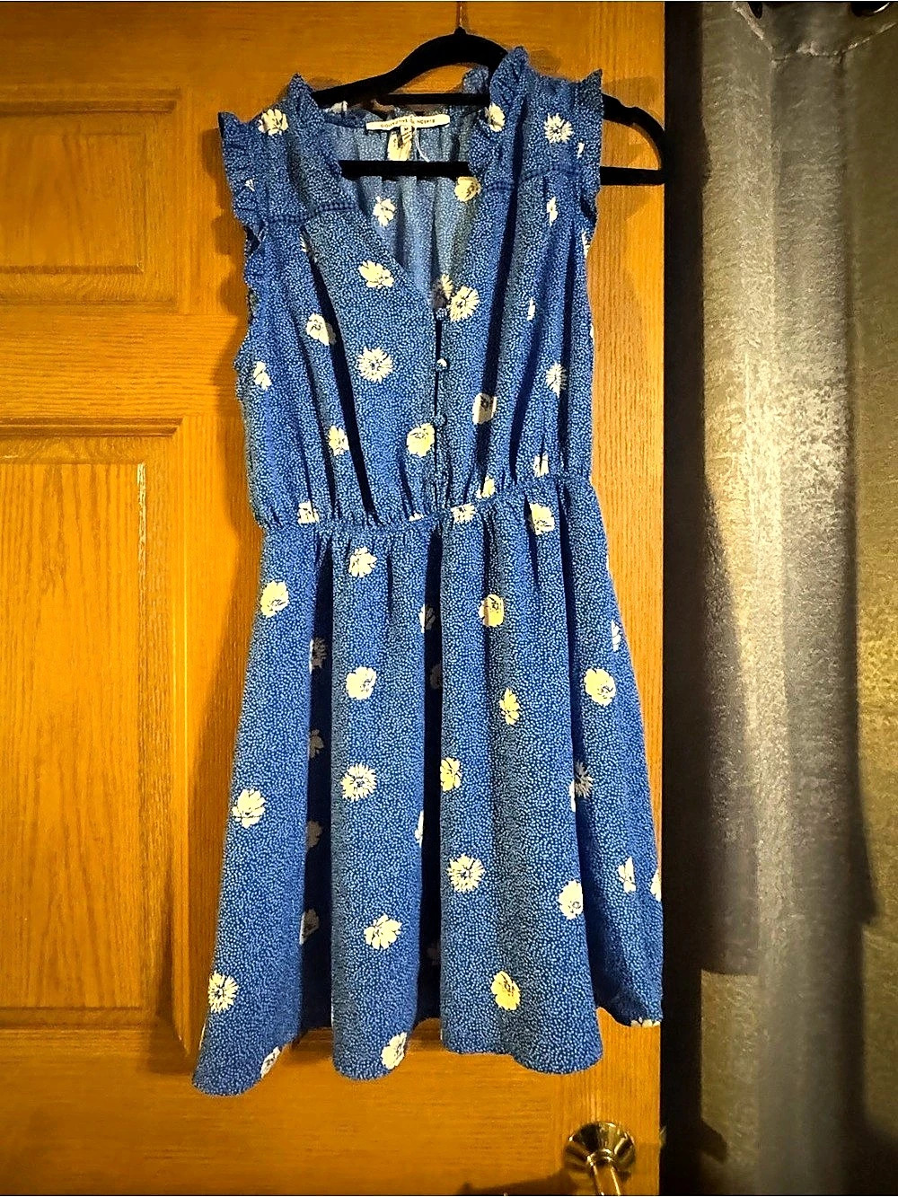 Collective Concepts Floral Mini Dress in Blue & Yellow Size Medium